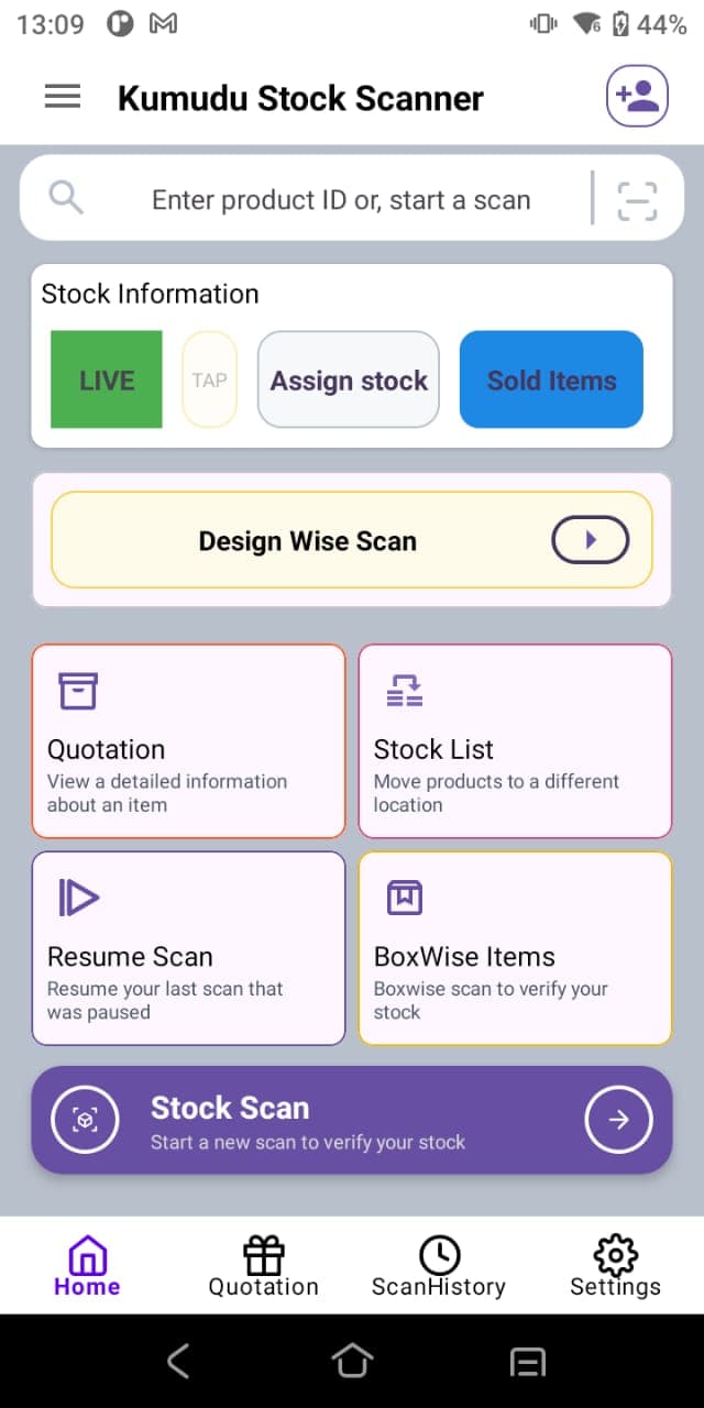 RFID stock scanner app
