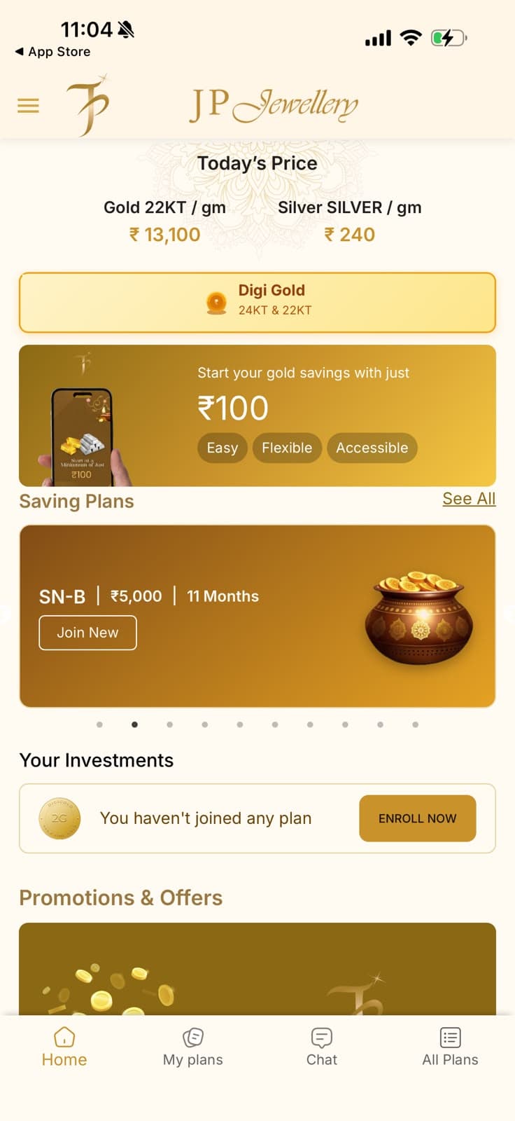 Savings app — home & today's gold price