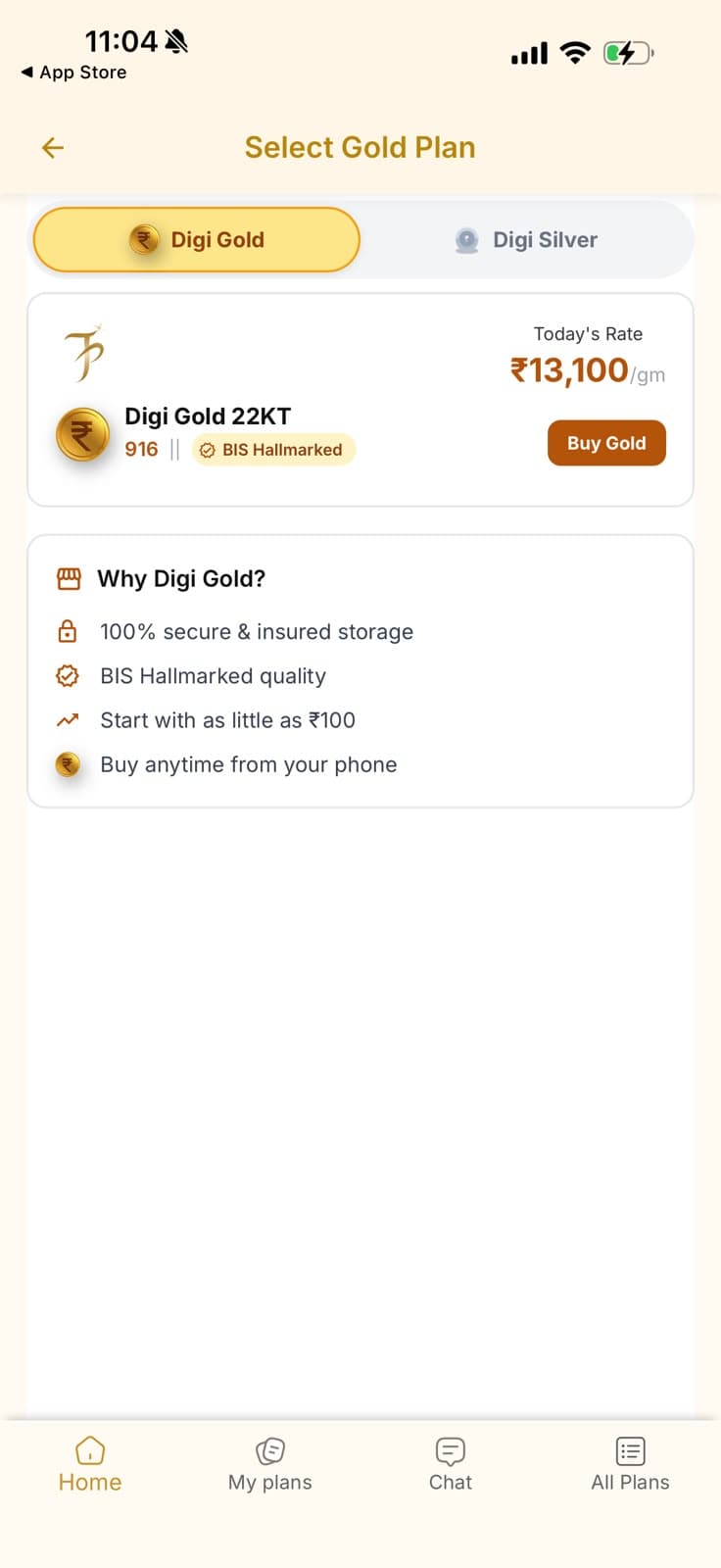 Savings app — Digi Gold plan